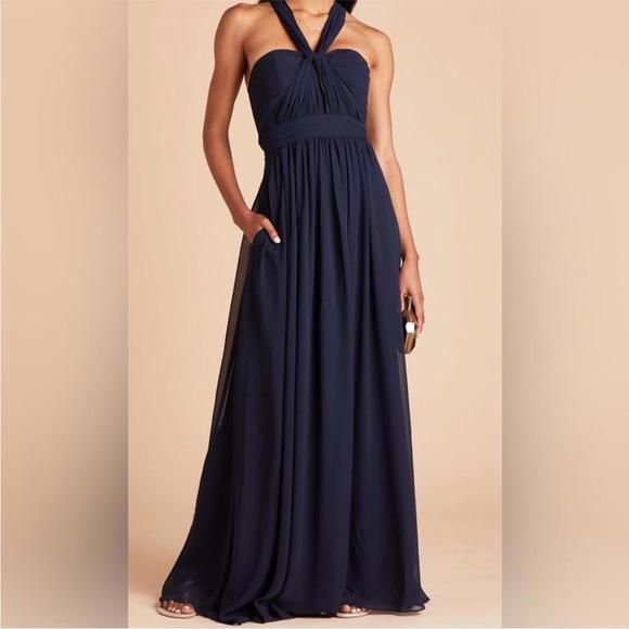 Birdy Grey Grace convertible Chiffon Dress Navy Blue Size L - Picture 3 of 12